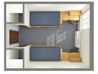 3D image of Busey Evans double room layout