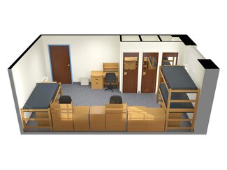 3D image of Busey Evans triple room layout
