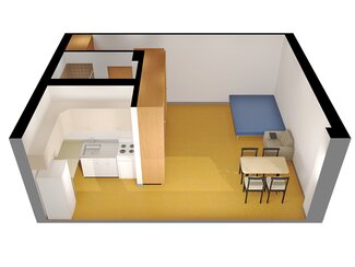 3D Layout of Efficiency Apartment