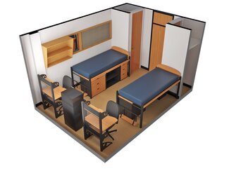 3D image of Weston double with two beds and two desks