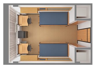 3D image of Weston Double with two beds and two desks